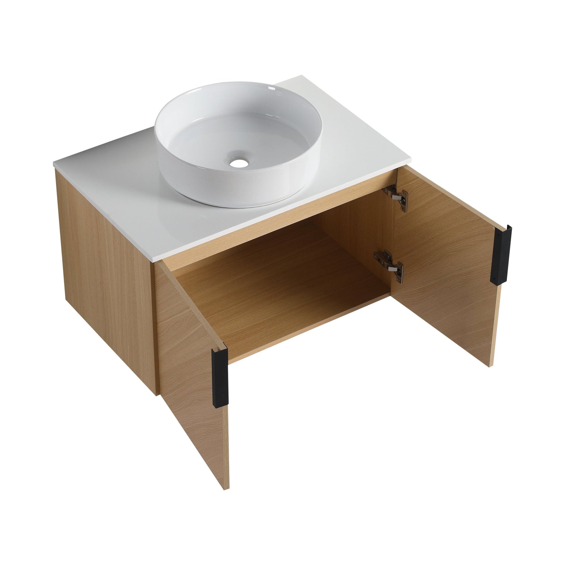 30' Bathroom Vanity With Top Ceramic Art Sink and Artificial Stone Slab, 2 - Soft Close Door, Wall - Mounted Mounting Design, Plywood (KD - Packing) - 1st Choice Furniture Direct