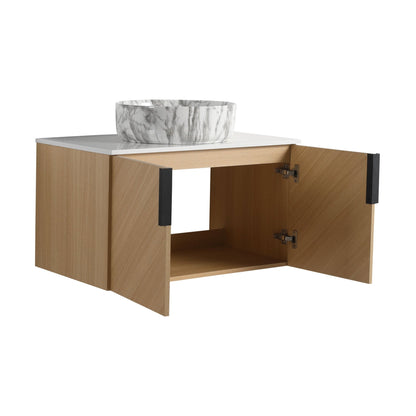 30' Bathroom Vanity With Top Ceramic Art Sink and Artificial Stone Slab, 2 - Soft Close Door, Wall - Mounted Mounting Design, Plywood (KD - Packing) - 1st Choice Furniture Direct
