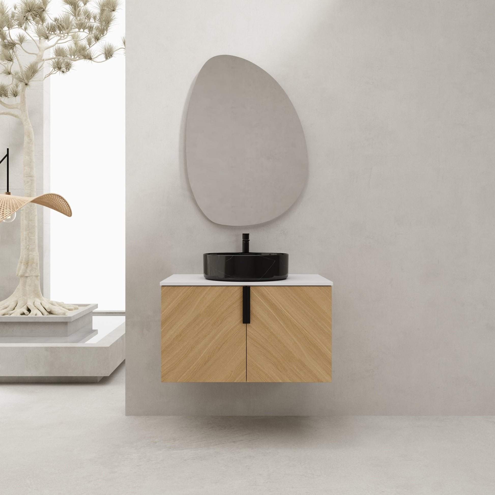 30' Bathroom Vanity With Top Ceramic Art Sink and Artificial Stone Slab, 2 - Soft Close Door, Wall - Mounted Mounting Design, Plywood (KD - Packing) - 1st Choice Furniture Direct