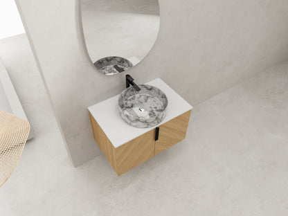 30' Bathroom Vanity With Top Ceramic Art Sink and Artificial Stone Slab, 2 - Soft Close Door, Wall - Mounted Mounting Design, Plywood (KD - Packing) - 1st Choice Furniture Direct