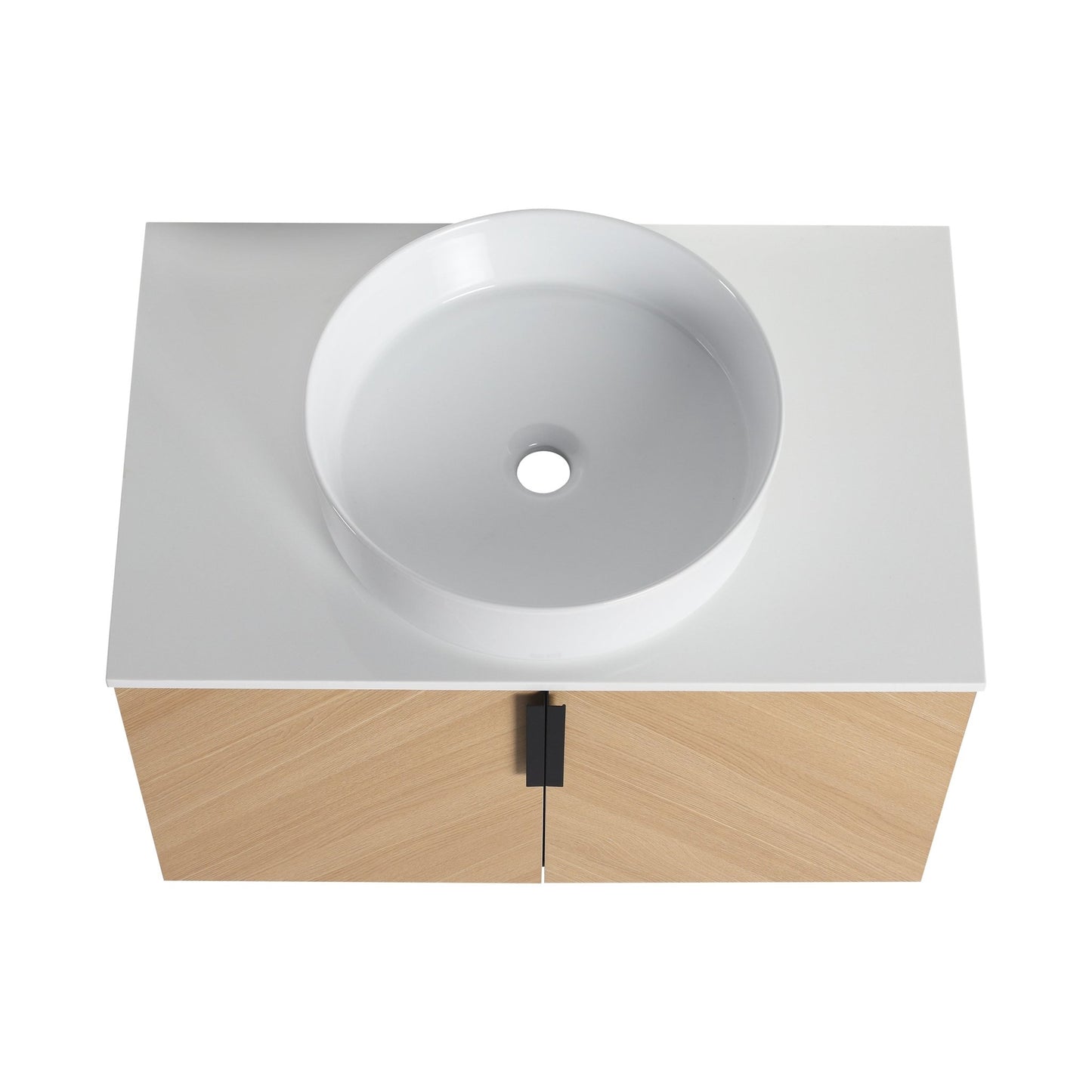 30' Bathroom Vanity With Top Ceramic Art Sink and Artificial Stone Slab, 2 - Soft Close Door, Wall - Mounted Mounting Design, Plywood (KD - Packing) - 1st Choice Furniture Direct