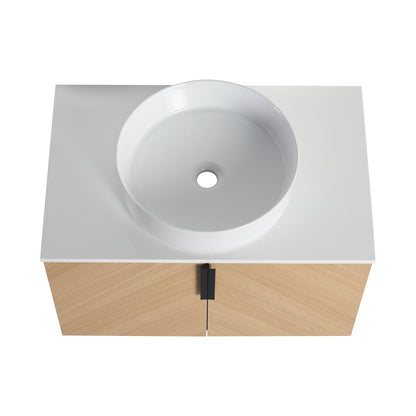 30' Bathroom Vanity With Top Ceramic Art Sink and Artificial Stone Slab, 2 - Soft Close Door, Wall - Mounted Mounting Design, Plywood (KD - Packing) - 1st Choice Furniture Direct