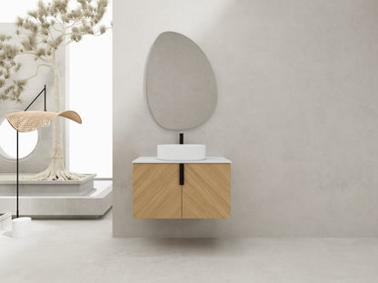 30' Bathroom Vanity With Top Ceramic Art Sink and Artificial Stone Slab, 2 - Soft Close Door, Wall - Mounted Mounting Design, Plywood (KD - Packing) - 1st Choice Furniture Direct