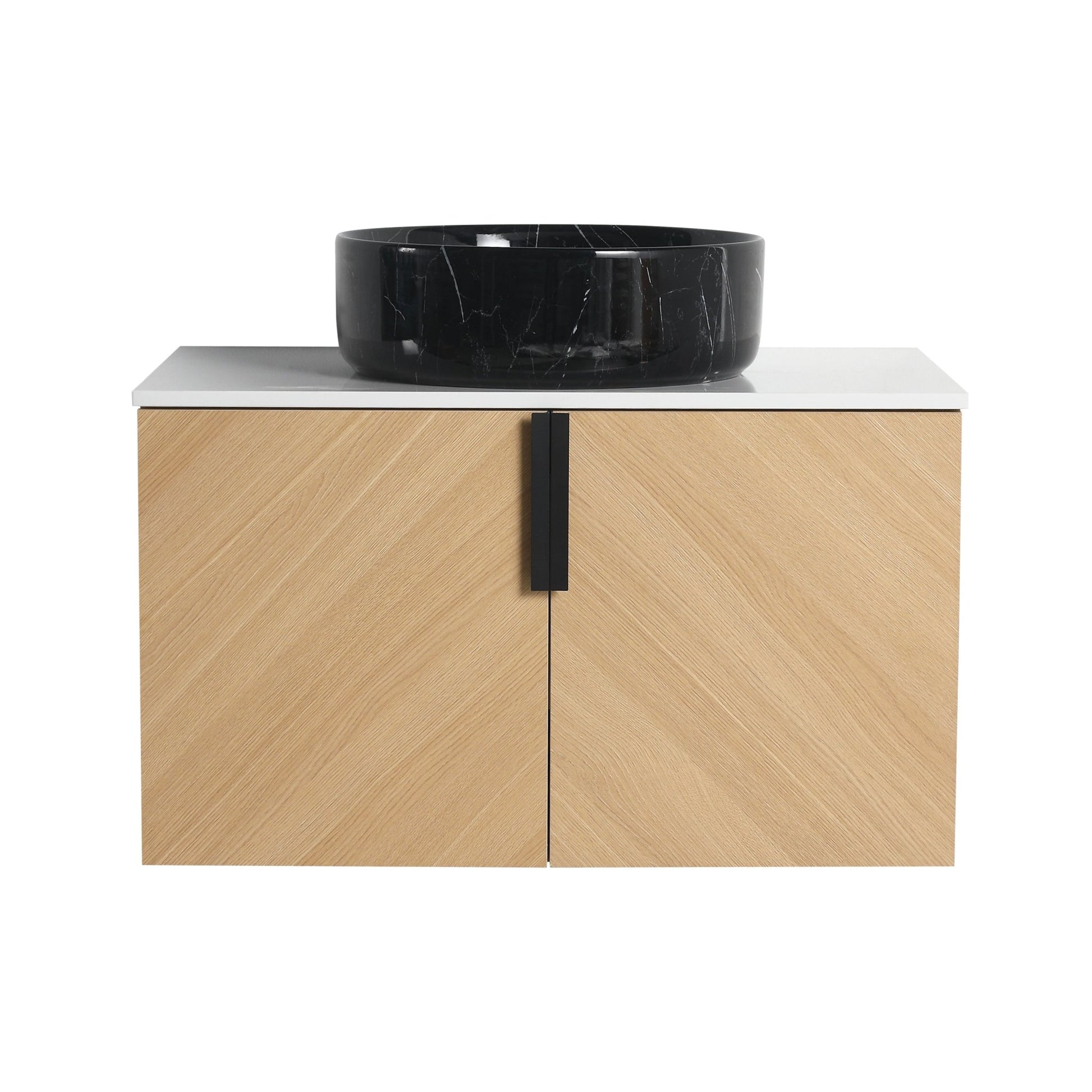 30' Bathroom Vanity With Top Ceramic Art Sink and Artificial Stone Slab, 2 - Soft Close Door, Wall - Mounted Mounting Design, Plywood (KD - Packing) - 1st Choice Furniture Direct