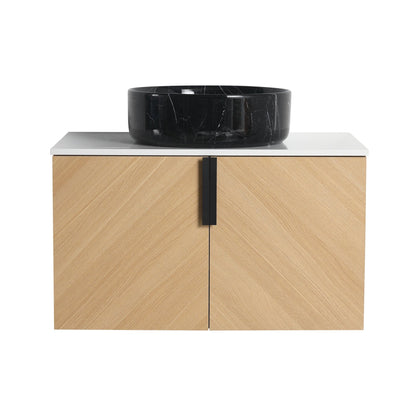 30' Bathroom Vanity With Top Ceramic Art Sink and Artificial Stone Slab, 2 - Soft Close Door, Wall - Mounted Mounting Design, Plywood (KD - Packing) - 1st Choice Furniture Direct