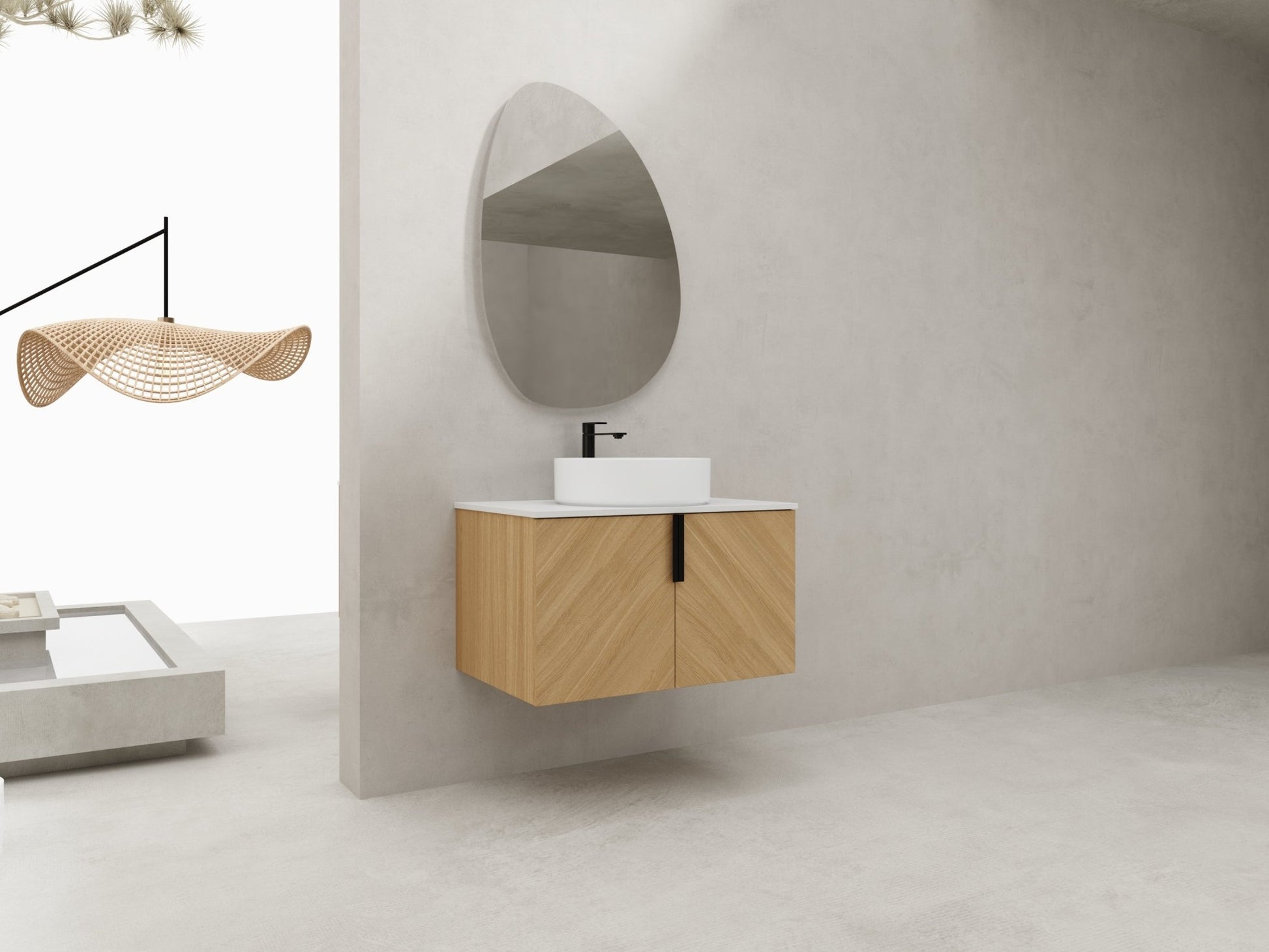 30' Bathroom Vanity With Top Ceramic Art Sink and Artificial Stone Slab, 2 - Soft Close Door, Wall - Mounted Mounting Design, Plywood (KD - Packing) - 1st Choice Furniture Direct