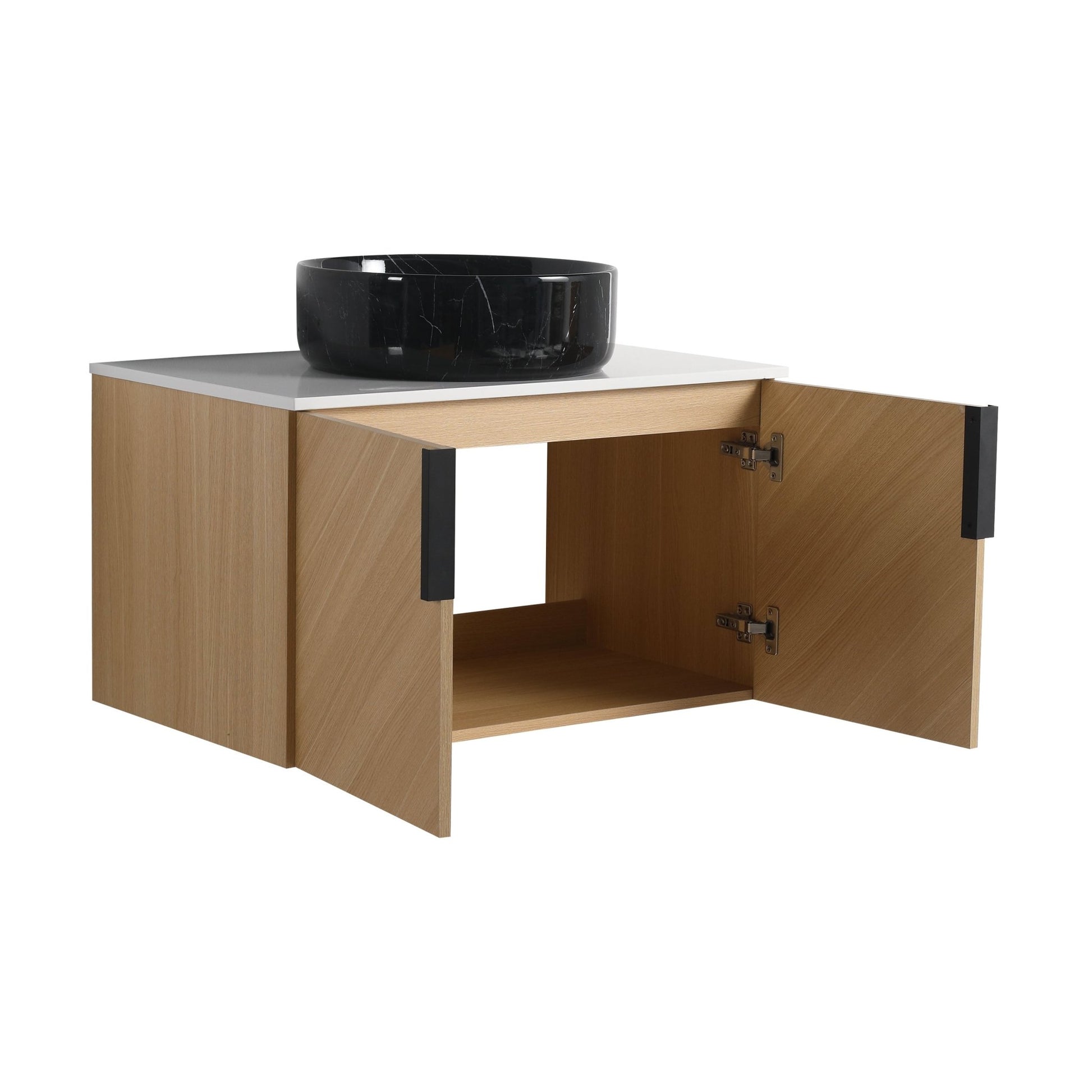 30' Bathroom Vanity With Top Ceramic Art Sink and Artificial Stone Slab, 2 - Soft Close Door, Wall - Mounted Mounting Design, Plywood (KD - Packing) - 1st Choice Furniture Direct