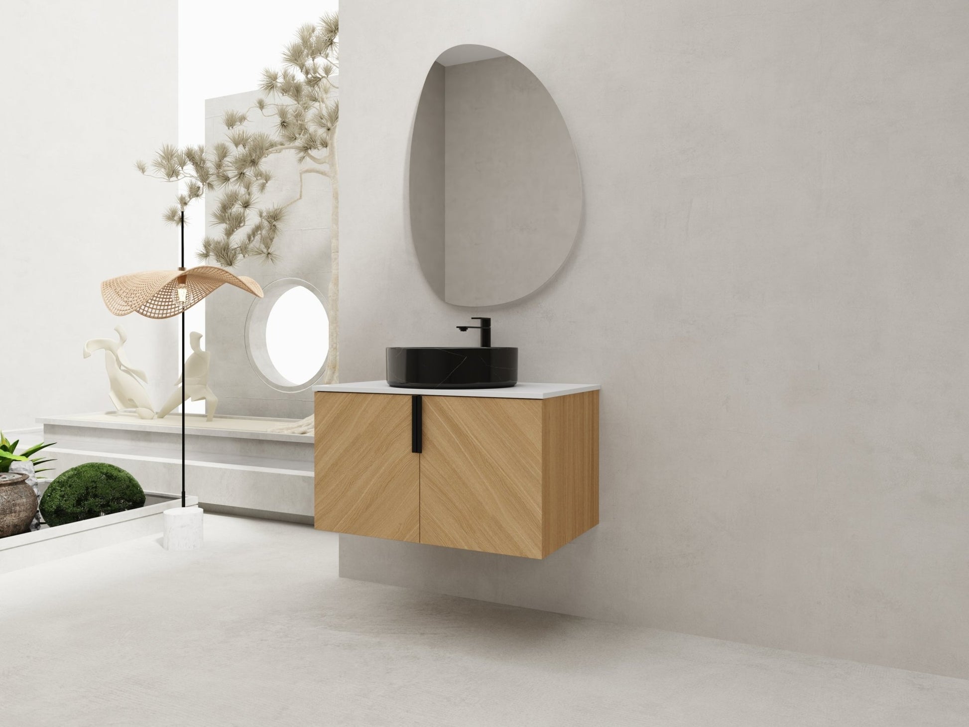 30' Bathroom Vanity With Top Ceramic Art Sink and Artificial Stone Slab, 2 - Soft Close Door, Wall - Mounted Mounting Design, Plywood (KD - Packing) - 1st Choice Furniture Direct