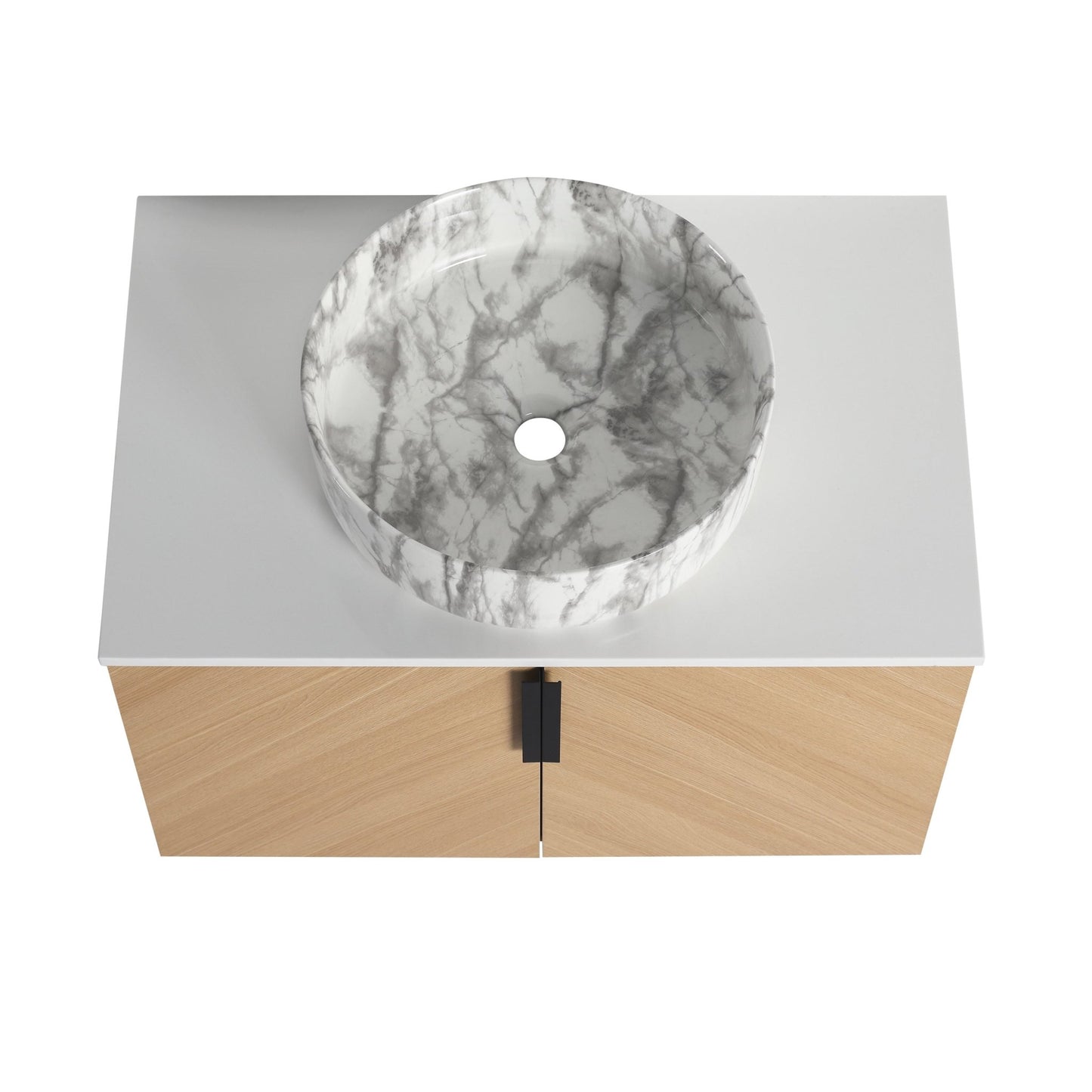 30' Bathroom Vanity With Top Ceramic Art Sink and Artificial Stone Slab, 2 - Soft Close Door, Wall - Mounted Mounting Design, Plywood (KD - Packing) - 1st Choice Furniture Direct