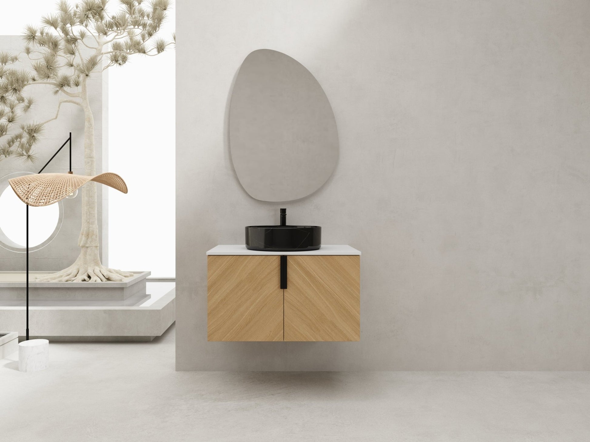 30' Bathroom Vanity With Top Ceramic Art Sink and Artificial Stone Slab, 2 - Soft Close Door, Wall - Mounted Mounting Design, Plywood (KD - Packing) - 1st Choice Furniture Direct