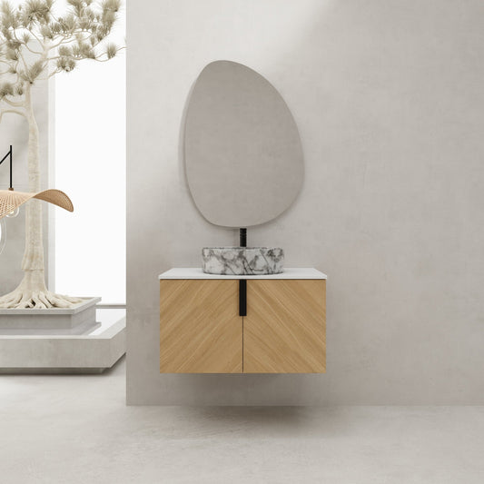 30' Bathroom Vanity With Top Ceramic Art Sink and Artificial Stone Slab, 2 - Soft Close Door, Wall - Mounted Mounting Design, Plywood (KD - Packing) - 1st Choice Furniture Direct