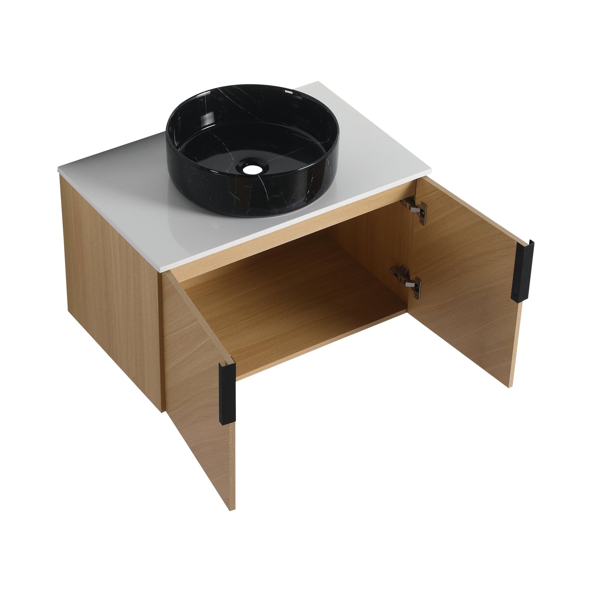 30' Bathroom Vanity With Top Ceramic Art Sink and Artificial Stone Slab, 2 - Soft Close Door, Wall - Mounted Mounting Design, Plywood (KD - Packing) - 1st Choice Furniture Direct