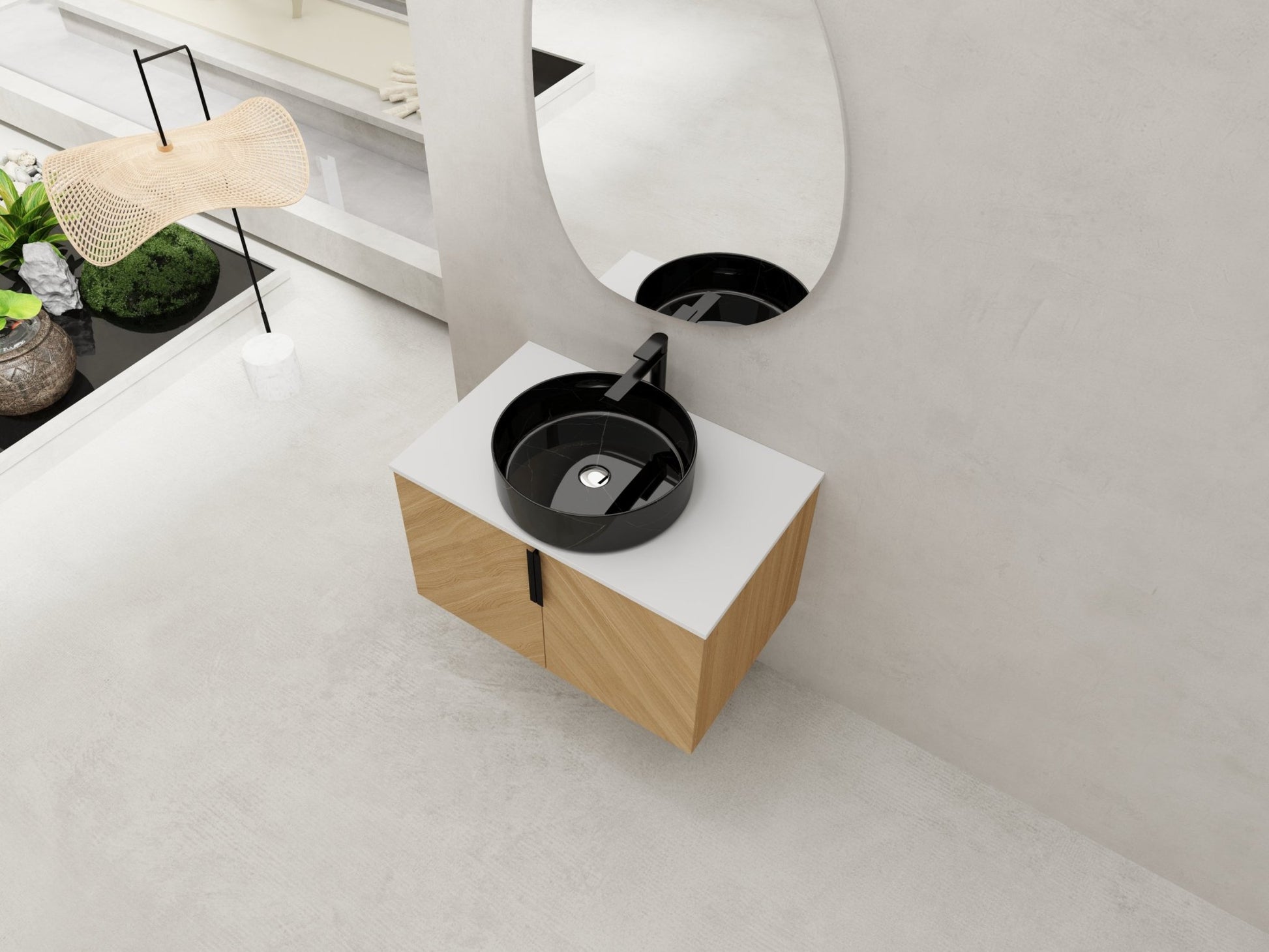 30' Bathroom Vanity With Top Ceramic Art Sink and Artificial Stone Slab, 2 - Soft Close Door, Wall - Mounted Mounting Design, Plywood (KD - Packing) - 1st Choice Furniture Direct
