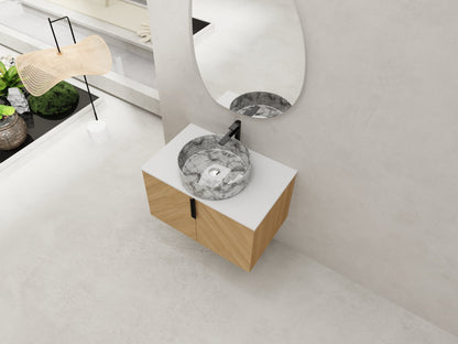 30' Bathroom Vanity With Top Ceramic Art Sink and Artificial Stone Slab, 2 - Soft Close Door, Wall - Mounted Mounting Design, Plywood (KD - Packing) - 1st Choice Furniture Direct