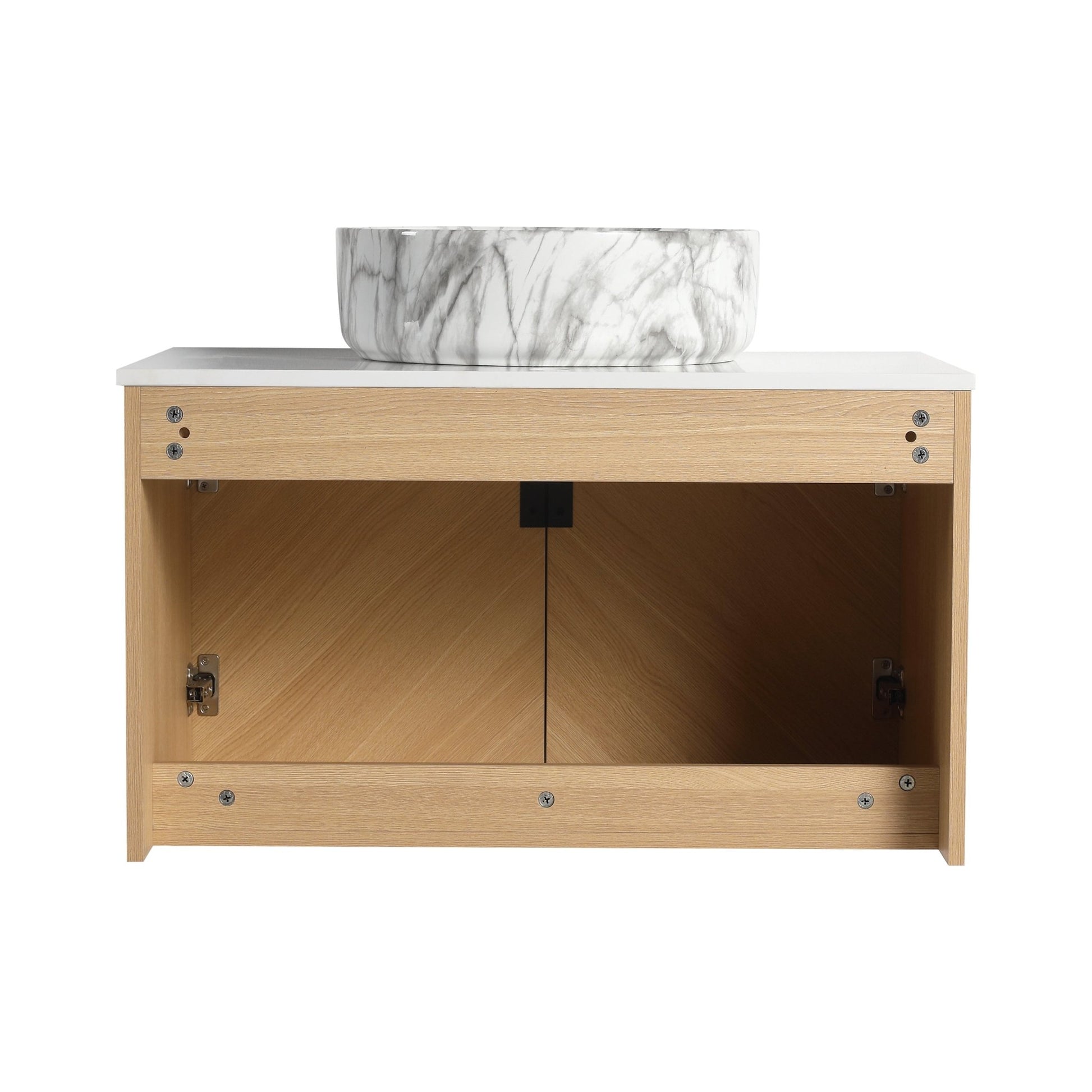 30' Bathroom Vanity With Top Ceramic Art Sink and Artificial Stone Slab, 2 - Soft Close Door, Wall - Mounted Mounting Design, Plywood (KD - Packing) - 1st Choice Furniture Direct