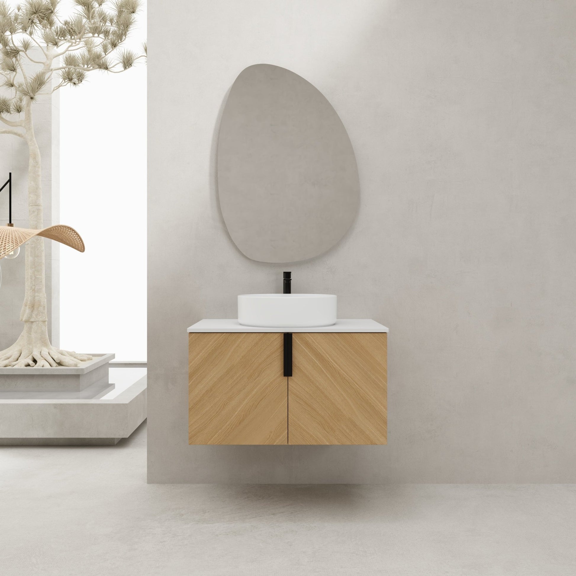 30' Bathroom Vanity With Top Ceramic Art Sink and Artificial Stone Slab, 2 - Soft Close Door, Wall - Mounted Mounting Design, Plywood (KD - Packing) - 1st Choice Furniture Direct