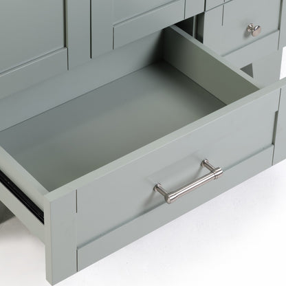 30' Blue Grey Bathroom Vanity with Ceramic Sink - Soft - Close Drawers, Solid Wood Frame, Multi - Organizer Storage ,76x47x85cm - 1st Choice Furniture Direct