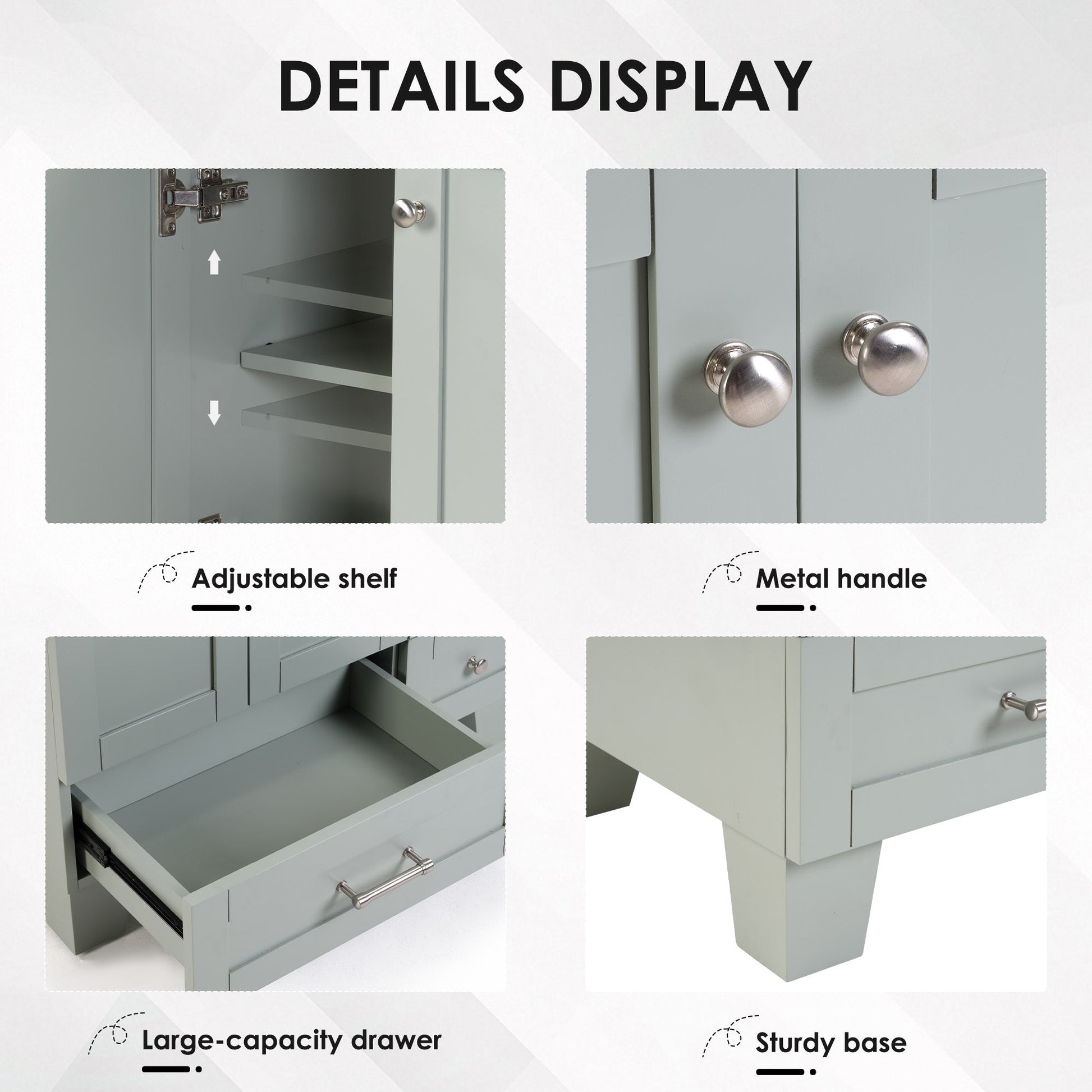 30' Blue Grey Bathroom Vanity with Ceramic Sink - Soft - Close Drawers, Solid Wood Frame, Multi - Organizer Storage ,76x47x85cm - 1st Choice Furniture Direct