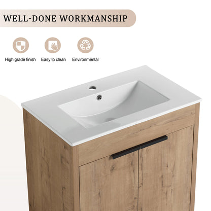 30' Freestanding Bathroom Vanity with White Ceramic Sink & 2 Soft - Close Cabinet Doors ((KD - PACKING),BVB02430IMO - BL9075B - 1st Choice Furniture Direct