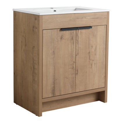 30' Freestanding Bathroom Vanity with White Ceramic Sink & 2 Soft - Close Cabinet Doors ((KD - PACKING),BVB02430IMO - BL9075B - 1st Choice Furniture Direct