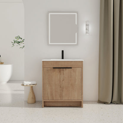 30' Freestanding Bathroom Vanity with White Ceramic Sink & 2 Soft - Close Cabinet Doors ((KD - PACKING),BVB02430IMO - BL9075B - 1st Choice Furniture Direct