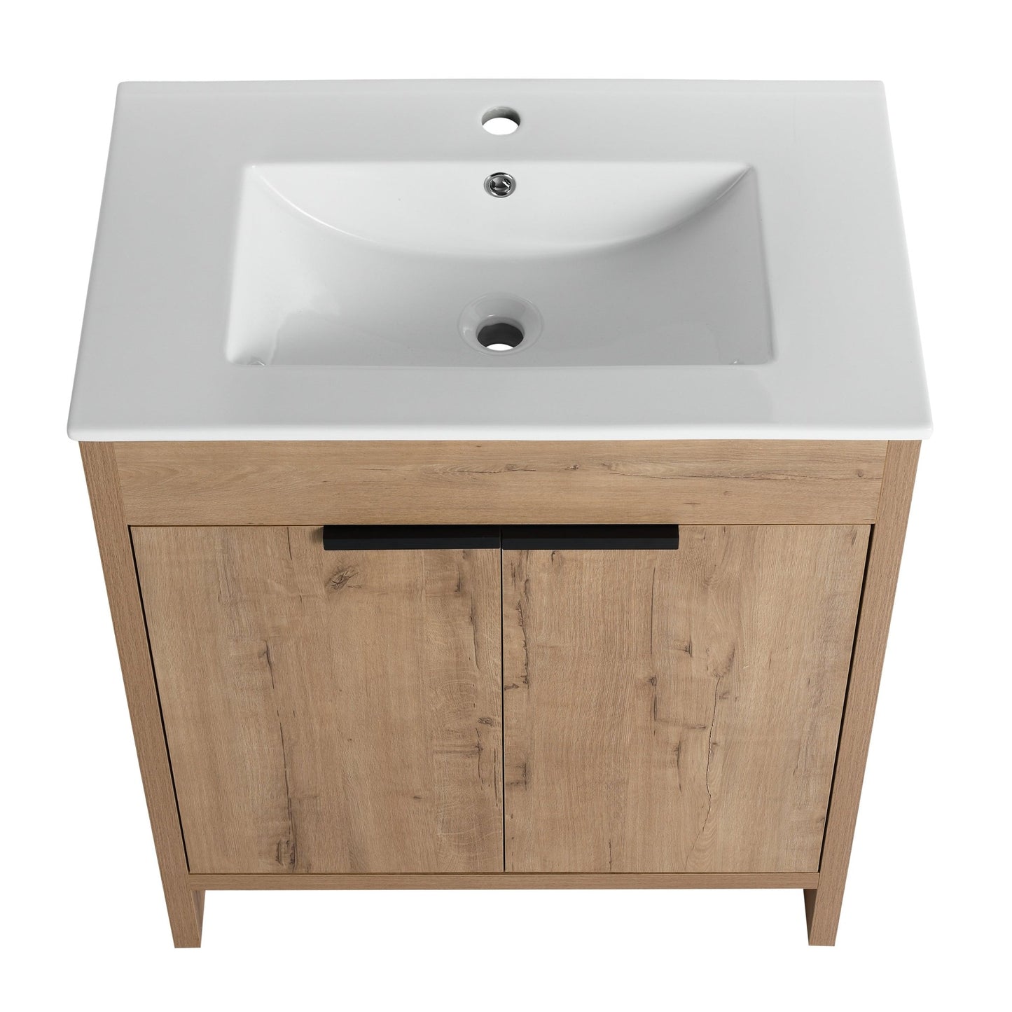 30' Freestanding Bathroom Vanity with White Ceramic Sink & 2 Soft - Close Cabinet Doors ((KD - PACKING),BVB02430IMO - BL9075B - 1st Choice Furniture Direct