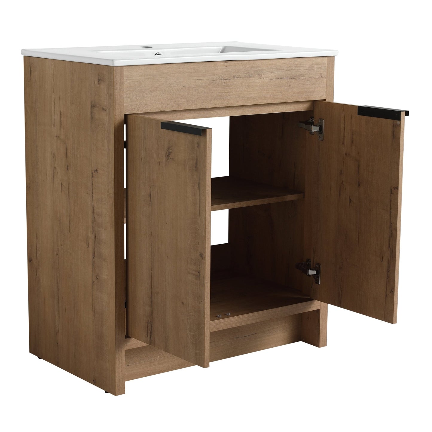 30' Freestanding Bathroom Vanity with White Ceramic Sink & 2 Soft - Close Cabinet Doors ((KD - PACKING),BVB02430IMO - BL9075B - 1st Choice Furniture Direct