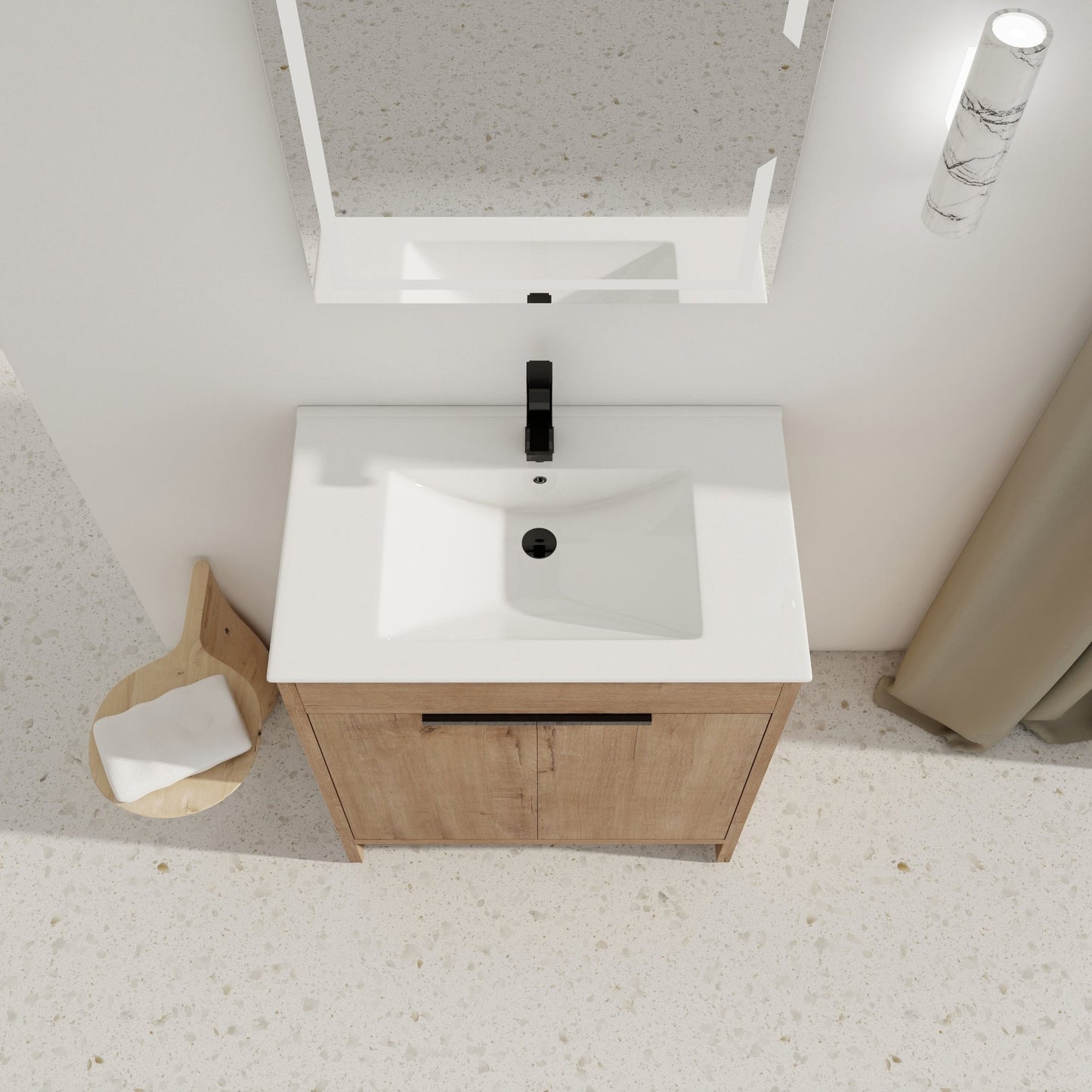 30' Freestanding Bathroom Vanity with White Ceramic Sink & 2 Soft - Close Cabinet Doors ((KD - PACKING),BVB02430IMO - BL9075B - 1st Choice Furniture Direct