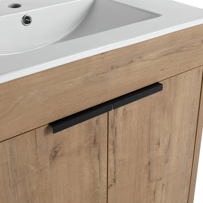 30' Freestanding Bathroom Vanity with White Ceramic Sink & 2 Soft - Close Cabinet Doors ((KD - PACKING),BVB02430IMO - BL9075B - 1st Choice Furniture Direct