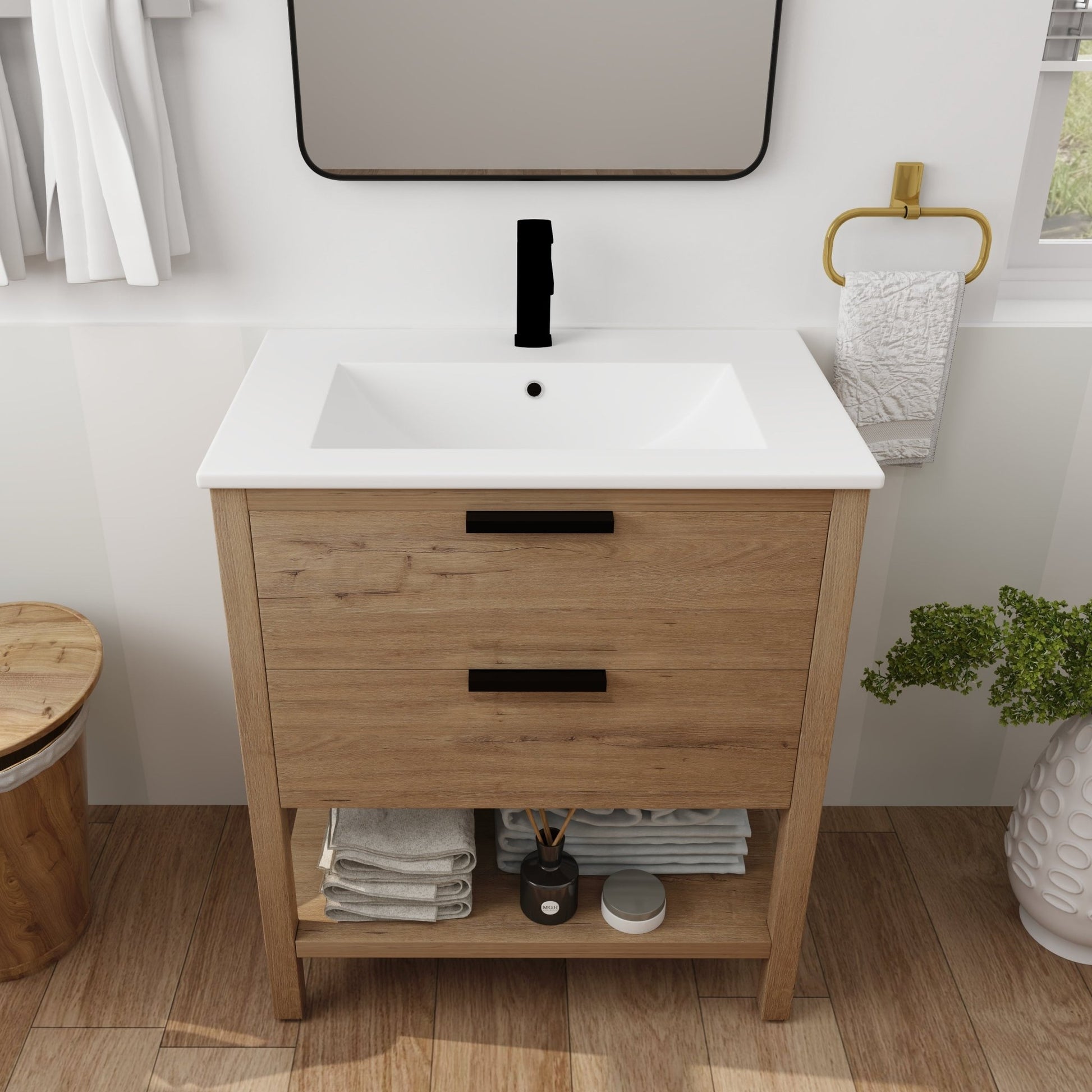 30 Inch Bathroom Vanity Plywood With 2 Drawers - BVB01030IMO - BL9075B - 1st Choice Furniture Direct