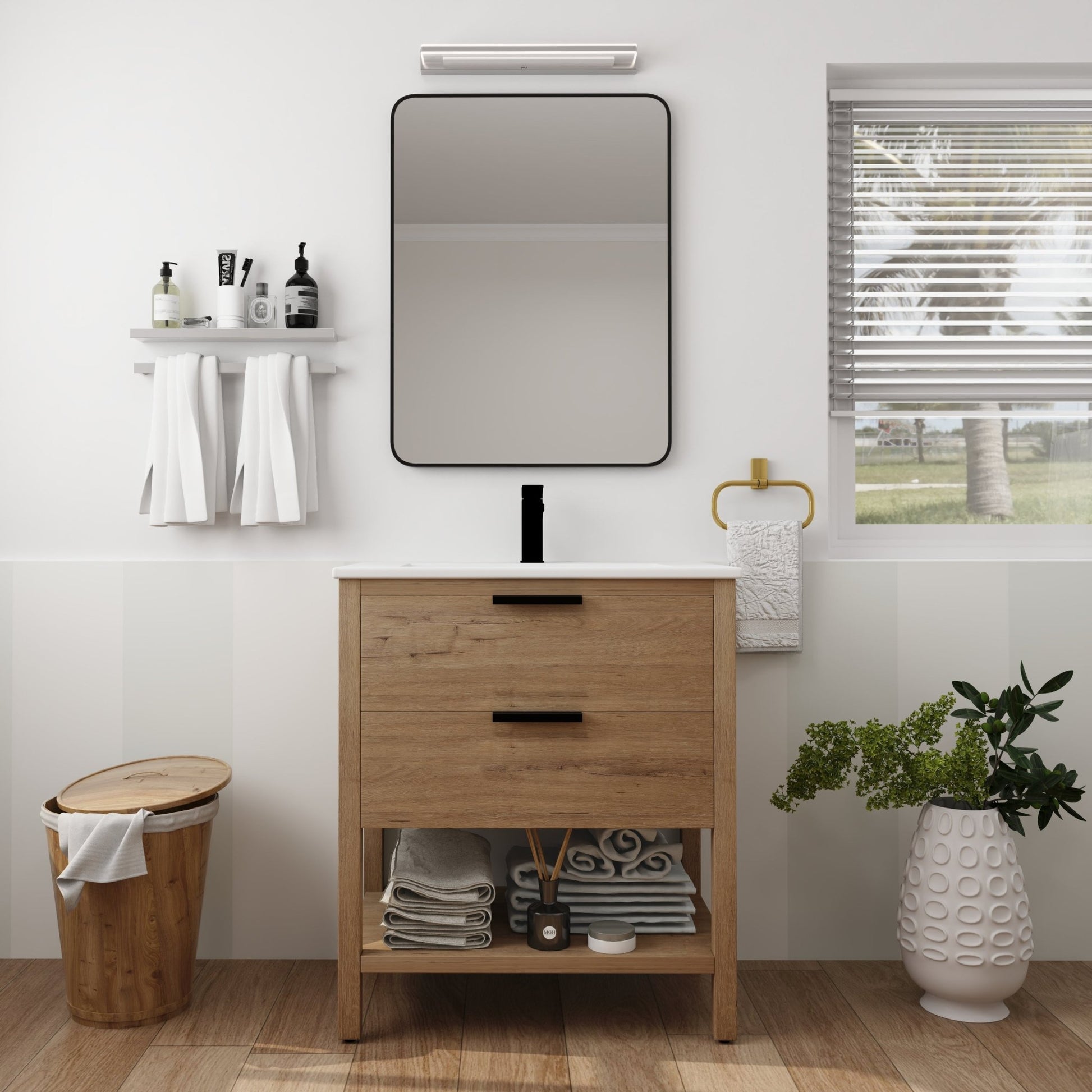 30 Inch Bathroom Vanity Plywood With 2 Drawers - BVB01030IMO - BL9075B - 1st Choice Furniture Direct