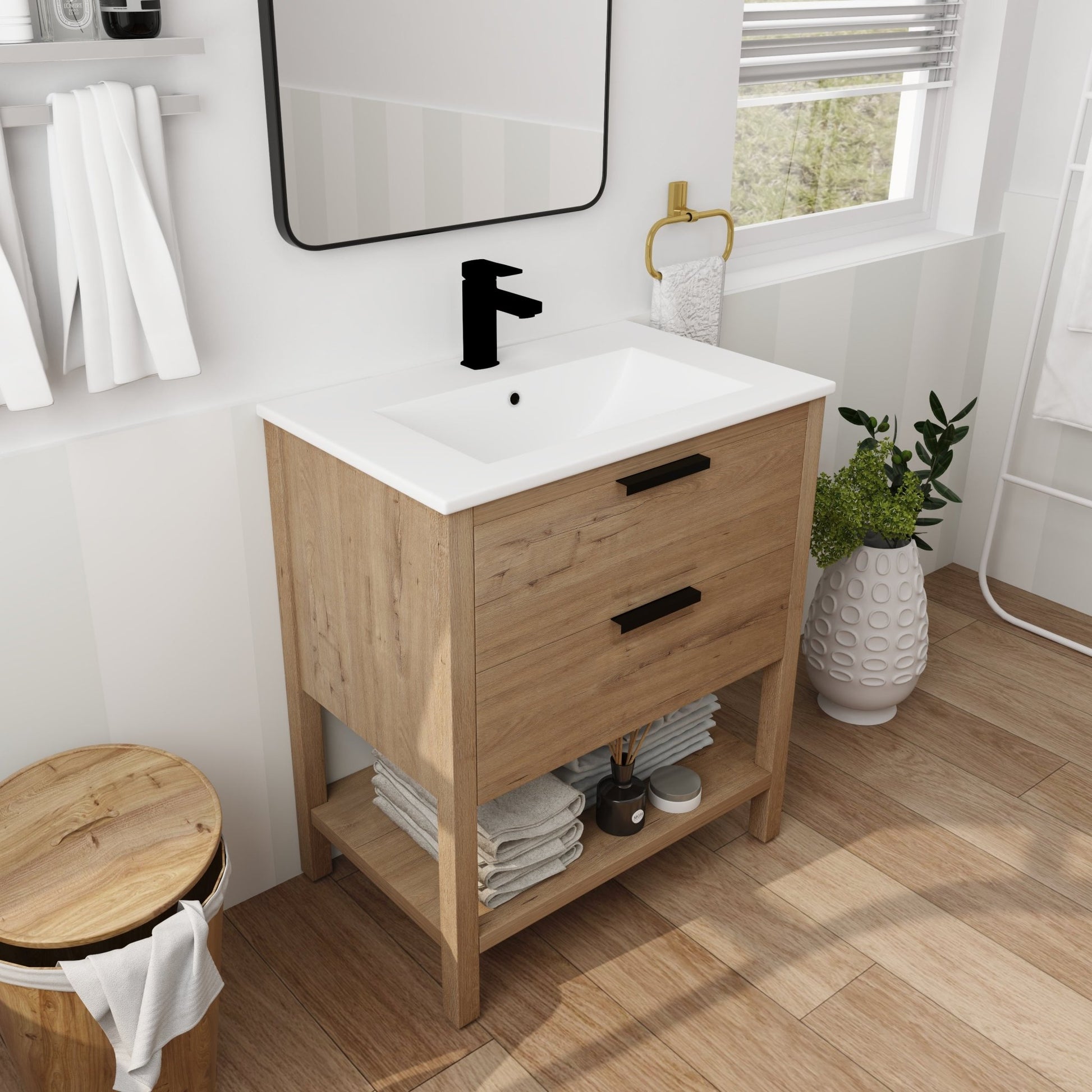 30 Inch Bathroom Vanity Plywood With 2 Drawers - BVB01030IMO - BL9075B - 1st Choice Furniture Direct