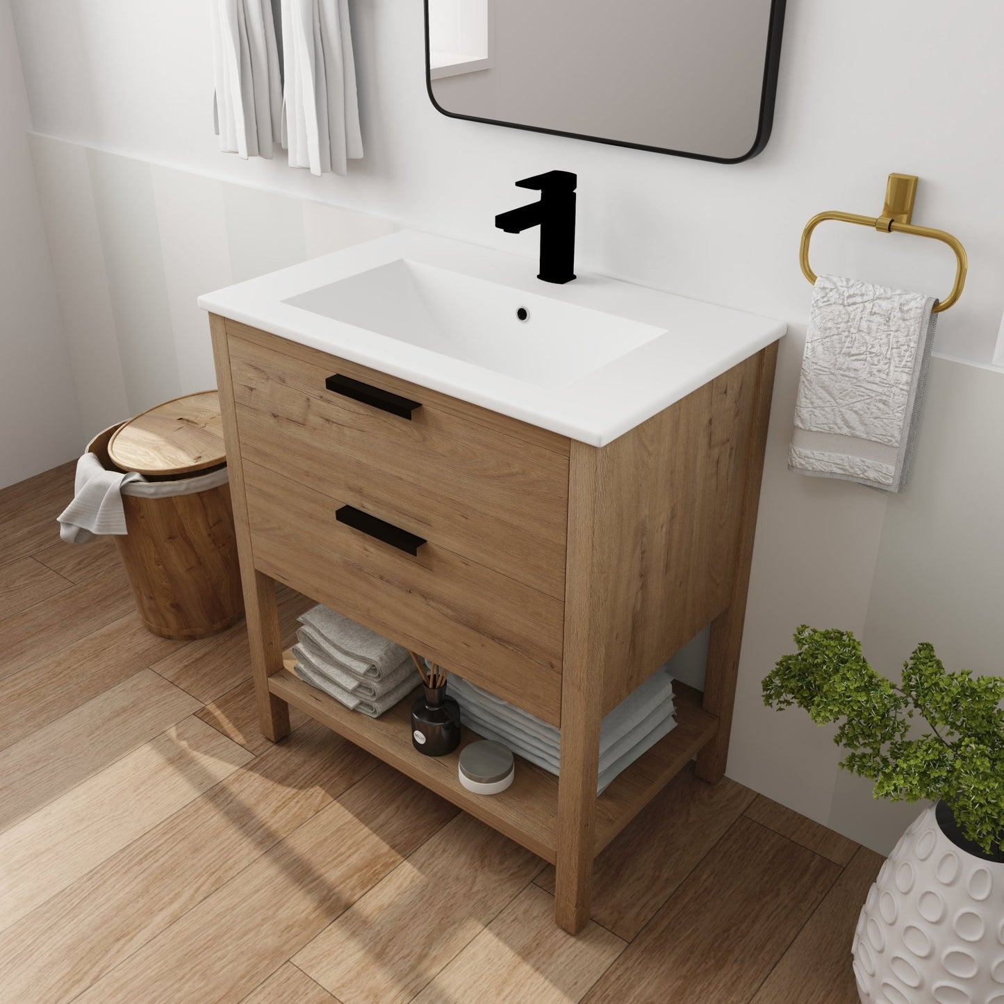 30 Inch Bathroom Vanity Plywood With 2 Drawers - BVB01030IMO - BL9075B - 1st Choice Furniture Direct