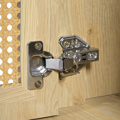 30 - Inch Bathroom Vanity with Handwoven Rattan Doors, Solid Wood Legs, Resin Basin in Natural Wood Finish - 1st Choice Furniture Direct