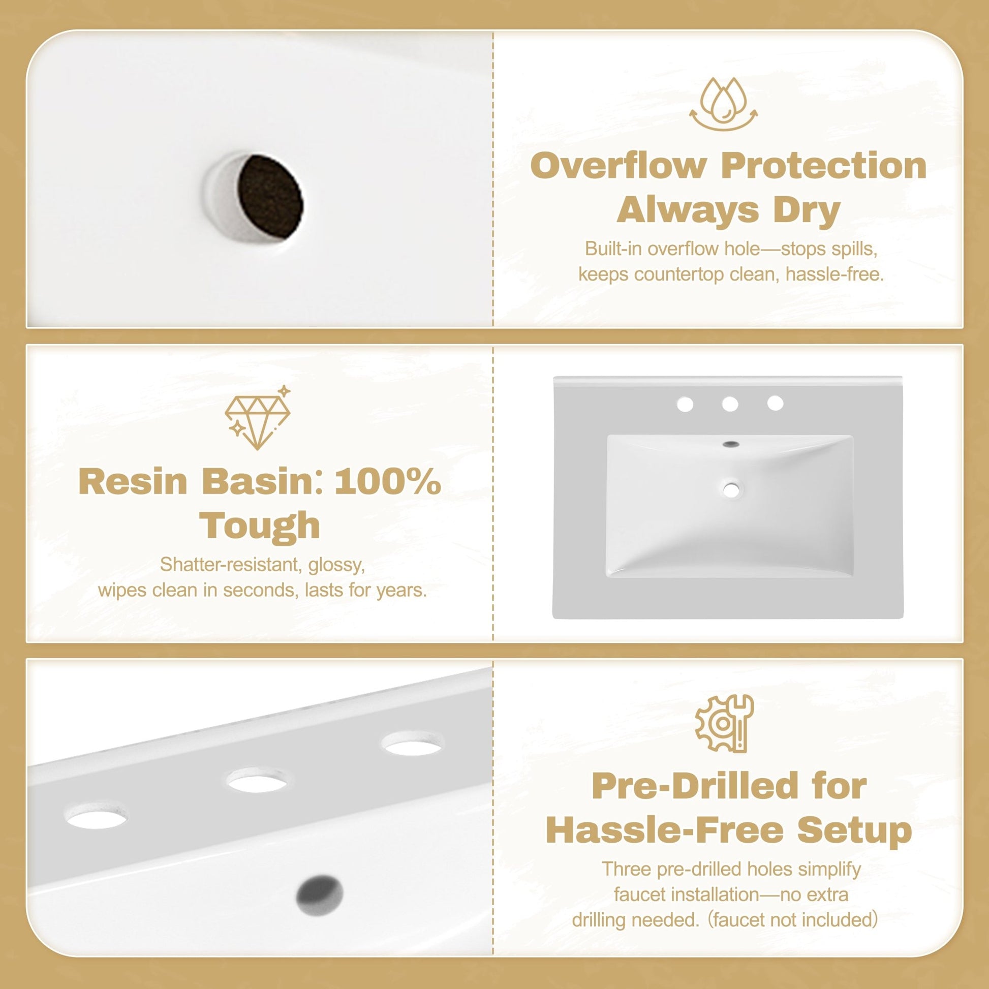 30 - Inch Bathroom Vanity with Handwoven Rattan Doors, Solid Wood Legs, Resin Basin in Natural Wood Finish - 1st Choice Furniture Direct