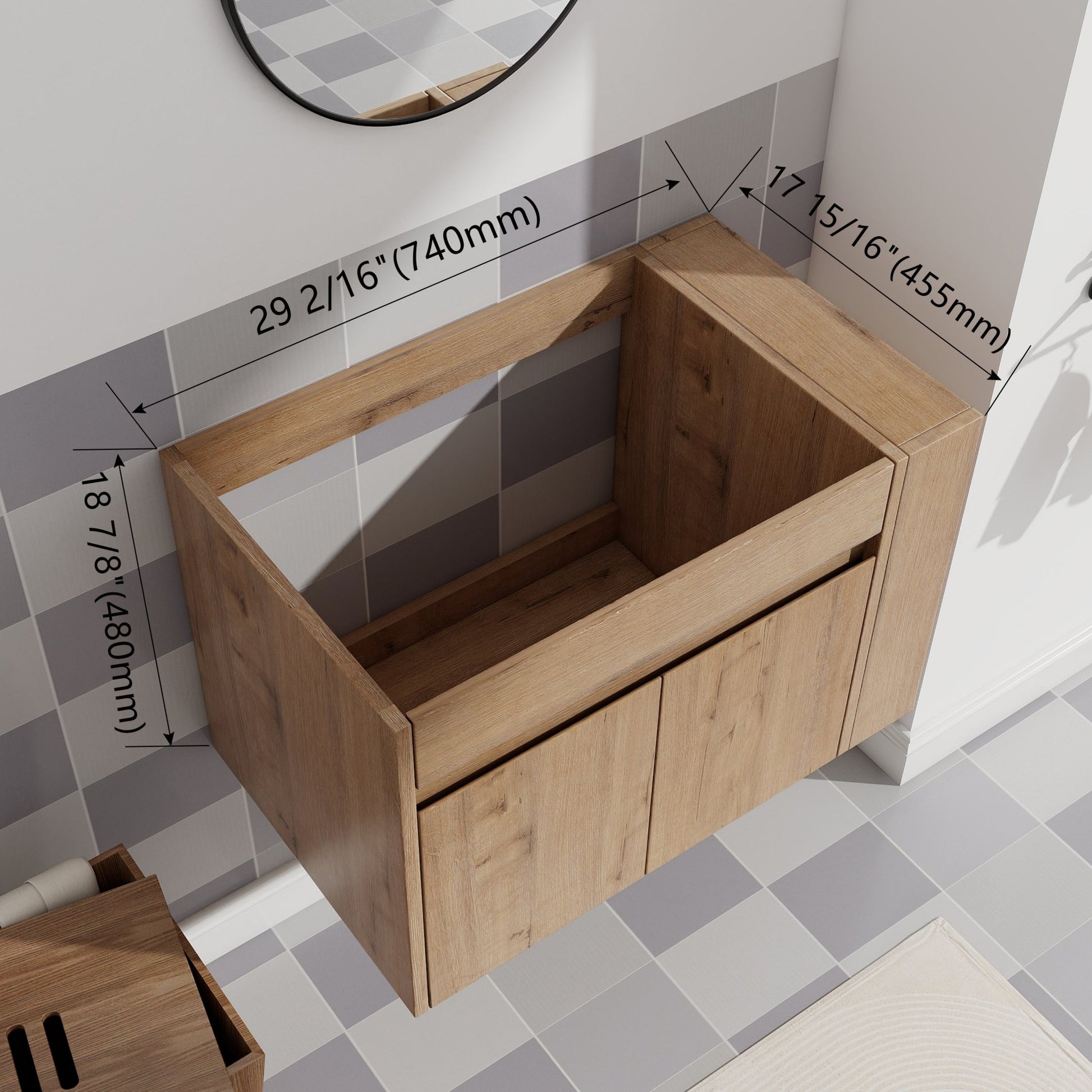 30 Inch Bathroom Vanity With Open Shelf, KD - PACKING - (Only Vanity, Without Basin) - 1st Choice Furniture Direct