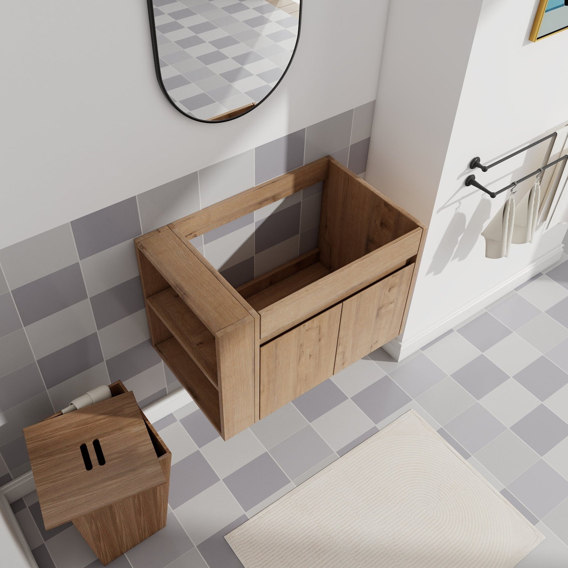 30 Inch Bathroom Vanity With Open Shelf, KD - PACKING - (Only Vanity, Without Basin) - 1st Choice Furniture Direct