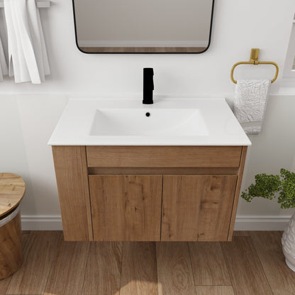 30 Inch Bathroom Vanity With White Ceramic Basin and Adjust Open Shelf(KD - PACKING) - 1st Choice Furniture Direct