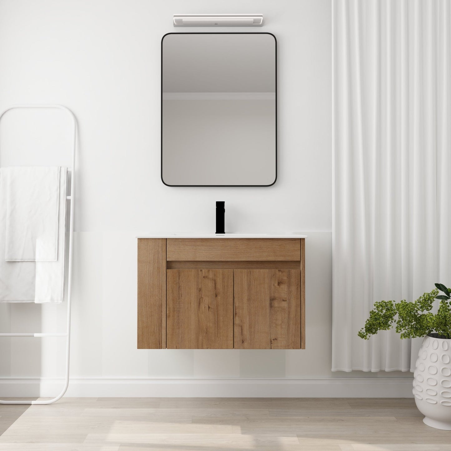 30 Inch Bathroom Vanity With White Ceramic Basin and Adjust Open Shelf(KD - PACKING) - 1st Choice Furniture Direct