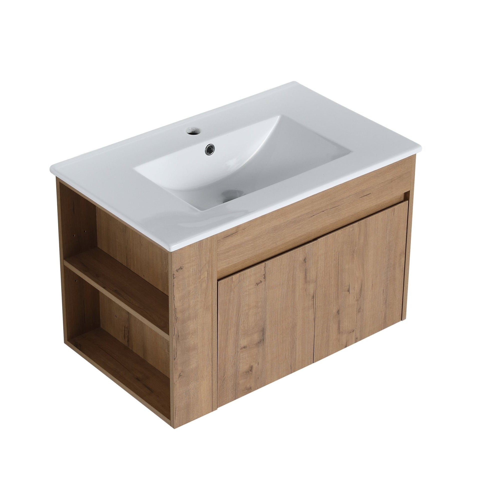 30 Inch Bathroom Vanity With White Ceramic Basin and Adjust Open Shelf(KD - PACKING) - 1st Choice Furniture Direct