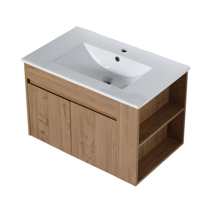 30 Inch Bathroom Vanity With White Ceramic Basin and Adjust Open Shelf(KD - PACKING) - 1st Choice Furniture Direct