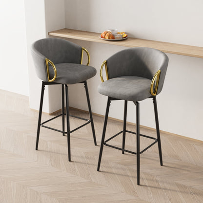 30 inch dining chairs set of 2 Modern style 360°Swivel Bar Chairs with simple design, comfortable high stools, and flexible dining chairs suitable for bars, restaurants,Velvet Bar Chair Beige grey - 1st Choice Furniture Direct