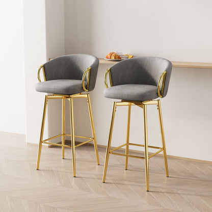 30 inch dining chairs Set of 2 Modern style 360°Swivel Bar Chairs with simple design, comfortable high stools, and flexible dining chairs suitable for bars, restaurants,Velvet Bar Chair Beige grey - 1st Choice Furniture Direct