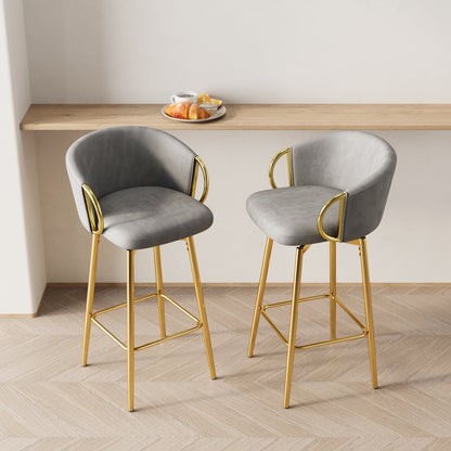 30 inch dining chairs Set of 2 Modern style 360°Swivel Bar Chairs with simple design, comfortable high stools, and flexible dining chairs suitable for bars, restaurants,Velvet Bar Chair Beige grey - 1st Choice Furniture Direct