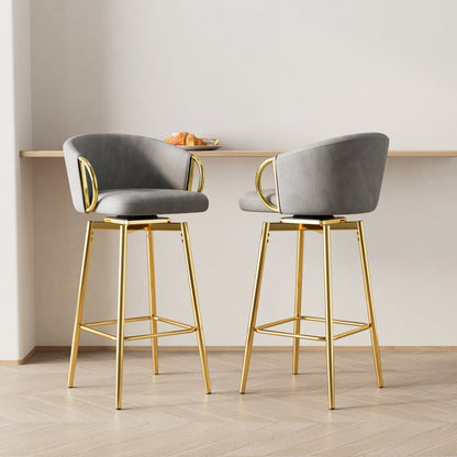 30 inch dining chairs Set of 2 Modern style 360°Swivel Bar Chairs with simple design, comfortable high stools, and flexible dining chairs suitable for bars, restaurants,Velvet Bar Chair Beige grey - 1st Choice Furniture Direct