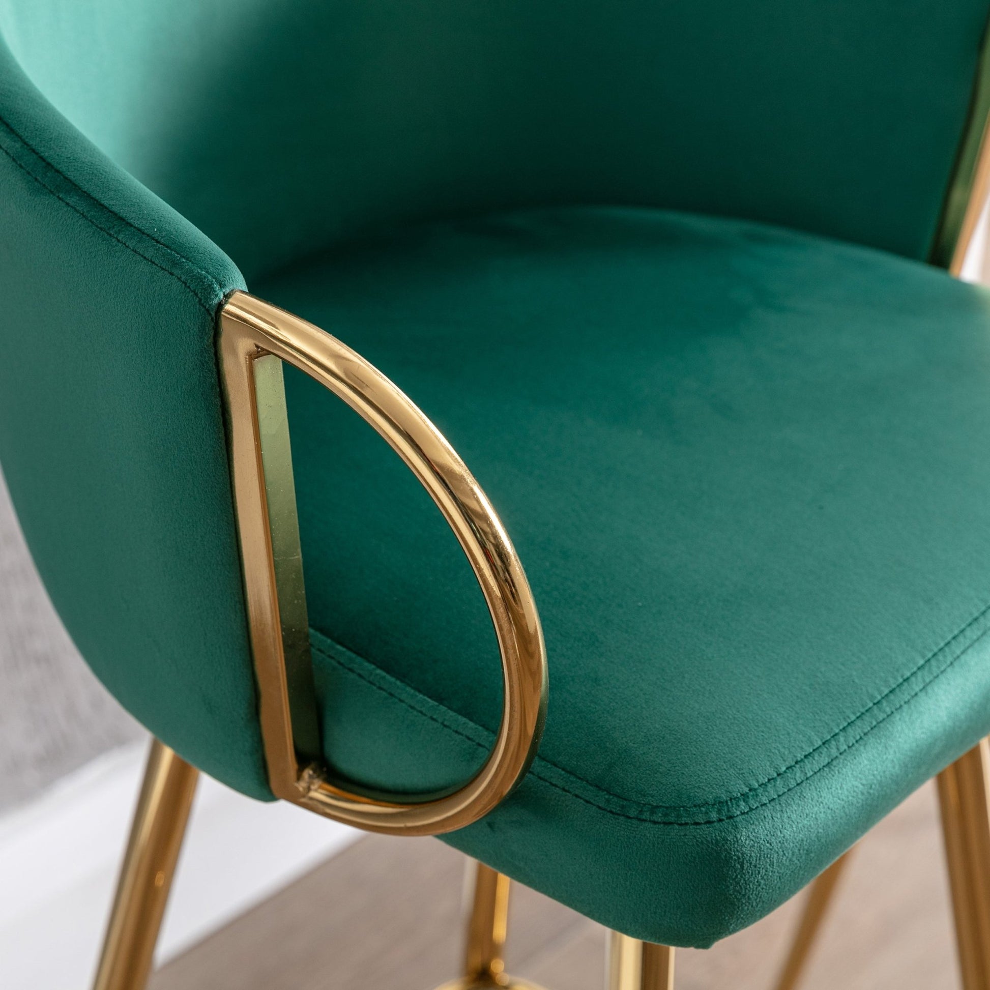 30 Inch Set of 2 Bar Stools,with Chrome Footrest and Base Velvet + Golden Leg Simple Bar Stool,GREEN - 1st Choice Furniture Direct