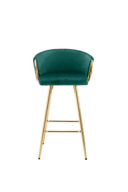30 Inch Set of 2 Bar Stools,with Chrome Footrest and Base Velvet + Golden Leg Simple Bar Stool,GREEN - 1st Choice Furniture Direct