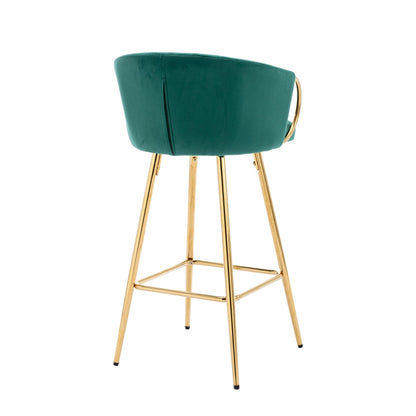 30 Inch Set of 2 Bar Stools,with Chrome Footrest and Base Velvet + Golden Leg Simple Bar Stool,GREEN - 1st Choice Furniture Direct