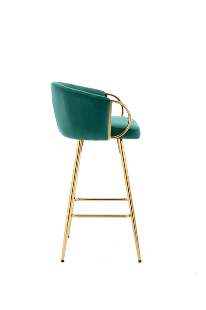 30 Inch Set of 2 Bar Stools,with Chrome Footrest and Base Velvet + Golden Leg Simple Bar Stool,GREEN - 1st Choice Furniture Direct