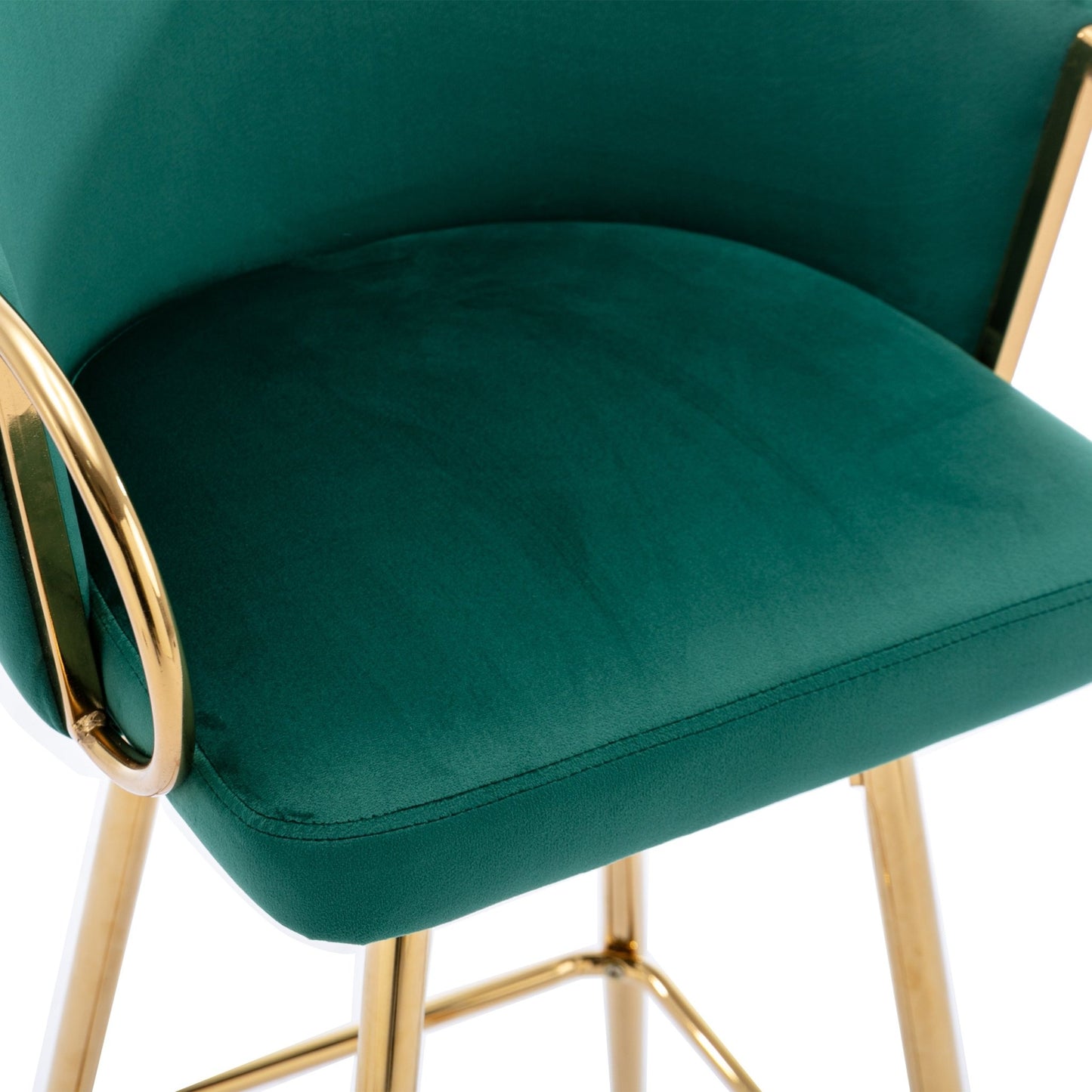 30 Inch Set of 2 Bar Stools,with Chrome Footrest and Base Velvet + Golden Leg Simple Bar Stool,GREEN - 1st Choice Furniture Direct